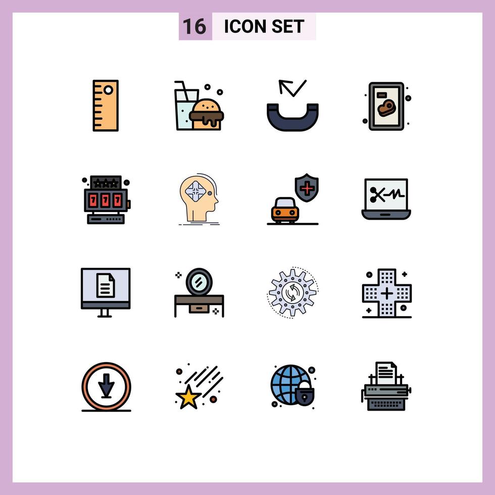 16 universell platt Färg fylld rader uppsättning för webb och mobil tillämpningar mänsklig cyber nötkött Avancerad stjärna redigerbar kreativ vektor design element