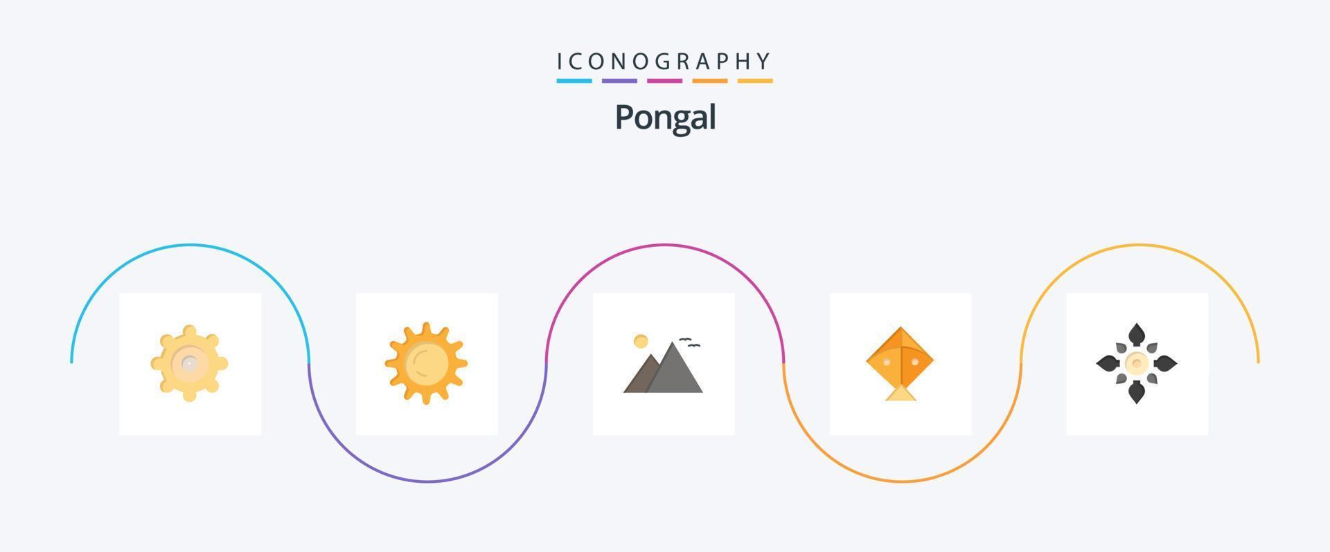 pongal platt 5 ikon packa Inklusive hinduiska. dekoration. pyramid. dekorera. flygande vektor