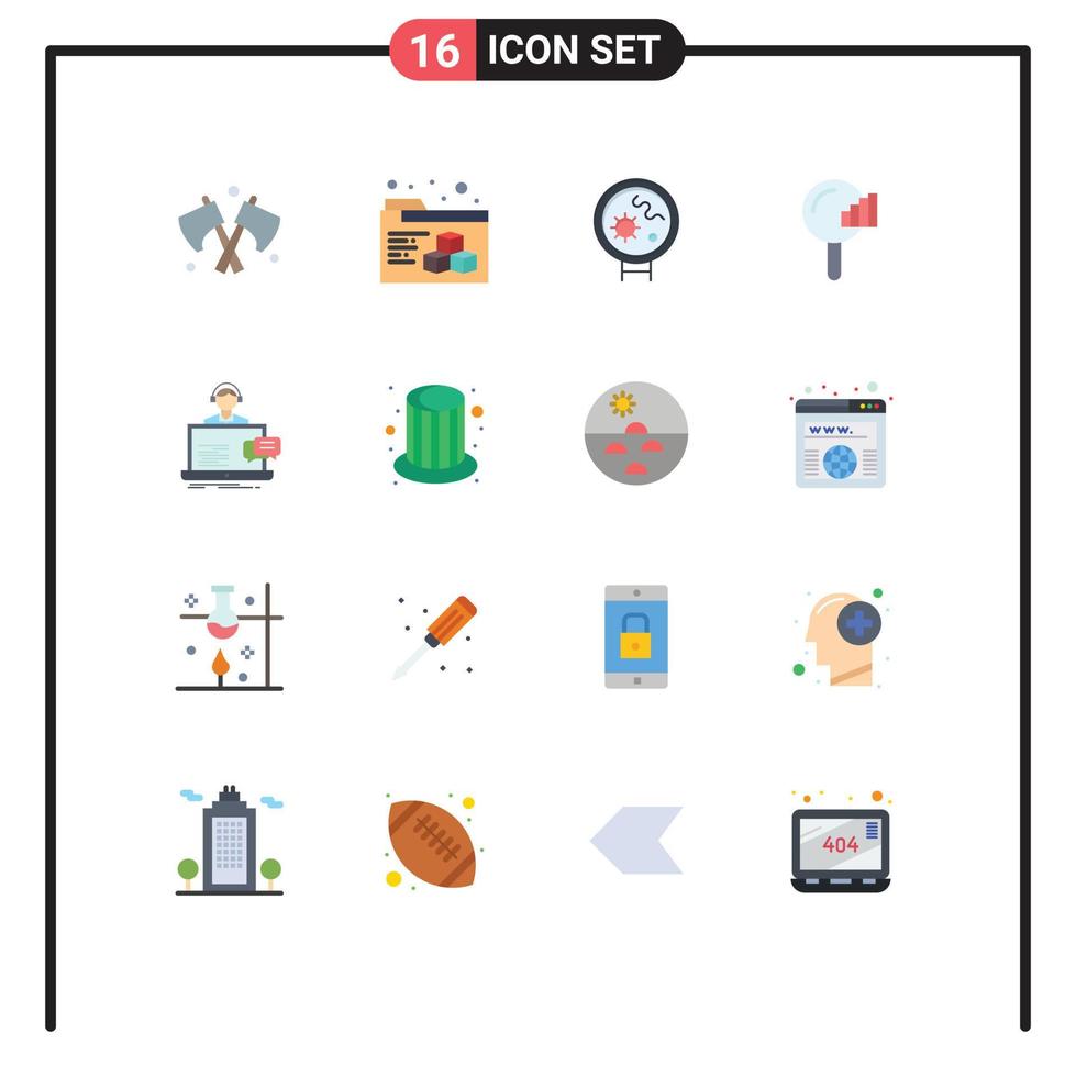 modern uppsättning av 16 platt färger pictograph av hjälp kund Sök chatt signal redigerbar packa av kreativ vektor design element