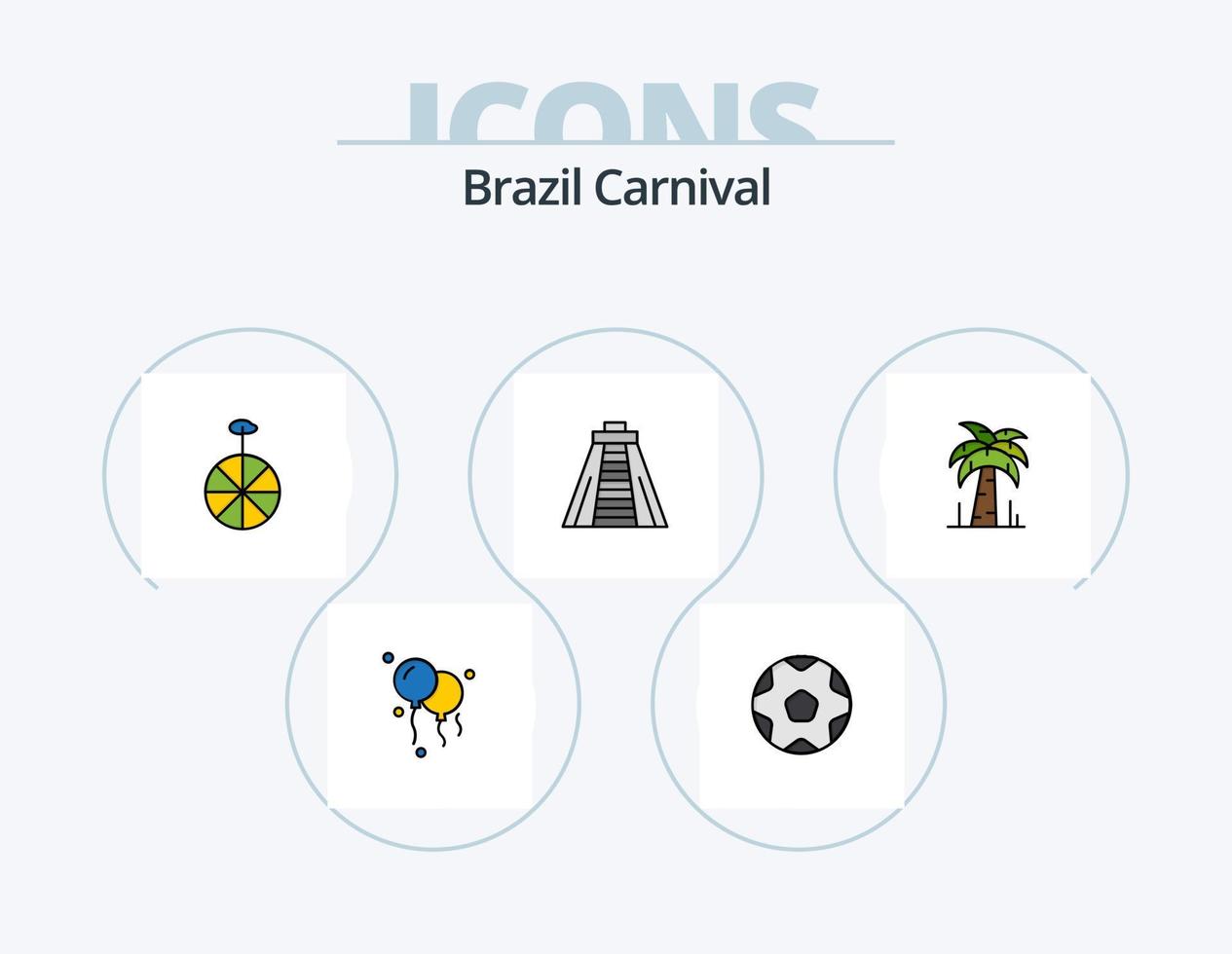 Brasilien karneval linje fylld ikon packa 5 ikon design. ljuv. lolipop. träd. godis. karneval vektor