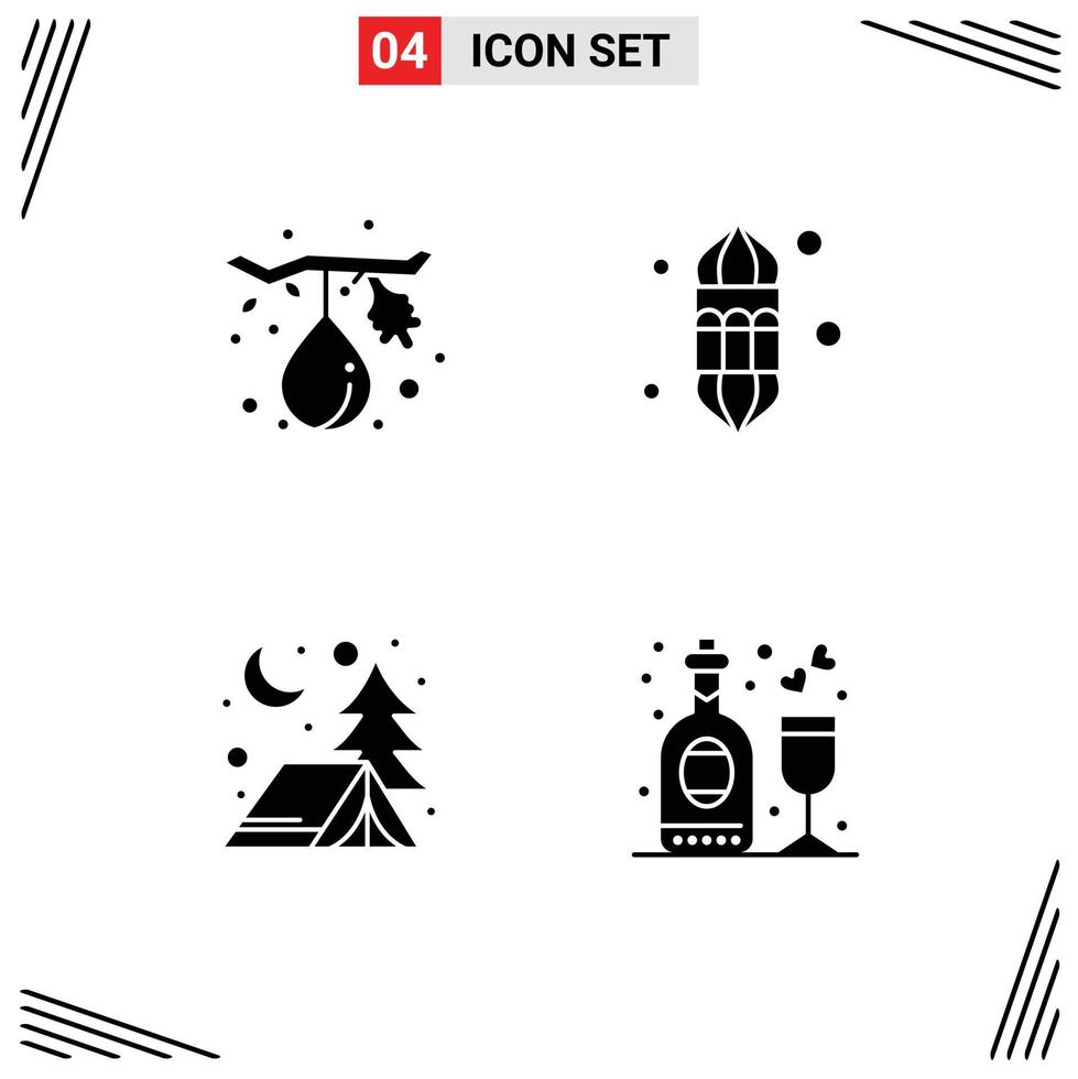 4 Universal- solide Glyphe Zeichen Symbole von Feige Abenteuer gesund Ramadan Nacht editierbar Vektor Design Elemente