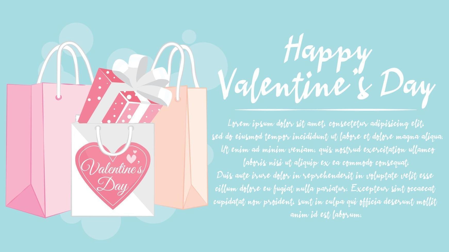 Geschenkbox und Einkaufstasche. Illustration für Valentinstag Banner Design. vektor