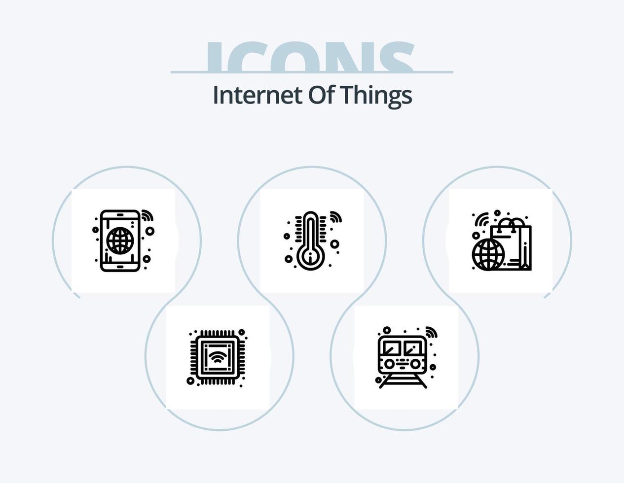 internet av saker linje ikon packa 5 ikon design. uppsättning. huvud. smart. grej. hjärta slå vektor