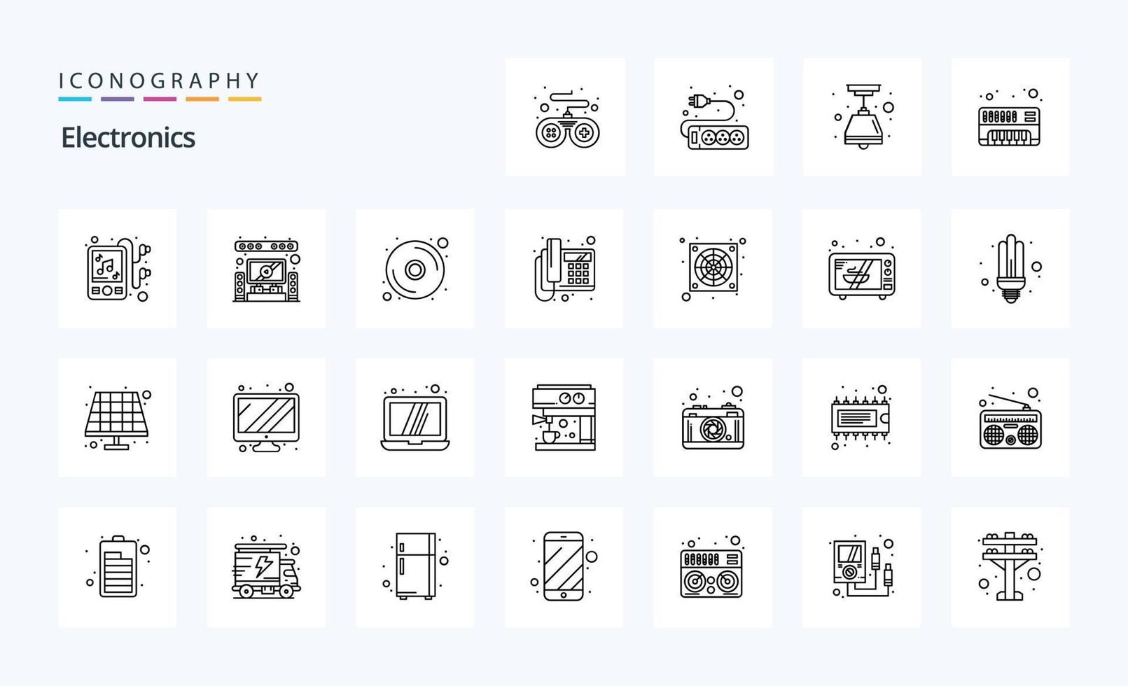 25 elektronik linje ikon packa vektor