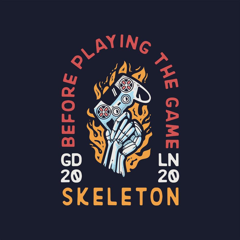 Skeletthand mit Gamepad-Bekleidungsdesign vektor