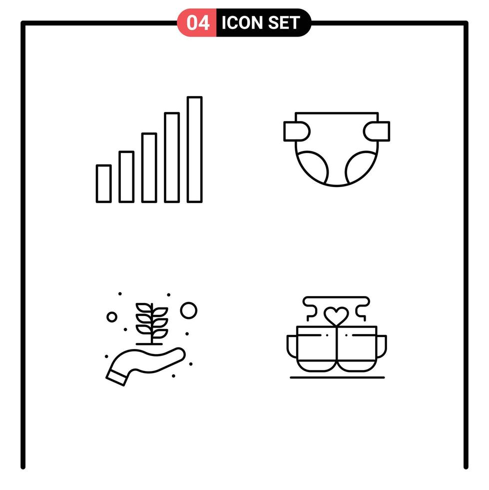 4 thematisch Vektor gefüllte Linie eben Farben und editierbar Symbole von Verbindung Tasse Baby Geschäft Anfang Liebe editierbar Vektor Design Elemente
