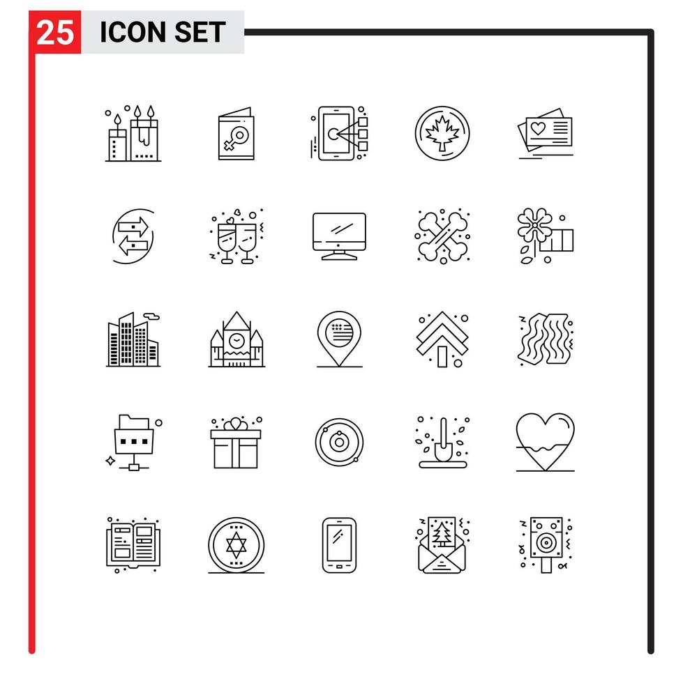 packa av 25 modern rader tecken och symboler för webb skriva ut media sådan som kort blad inbjudan kanada mål redigerbar vektor design element