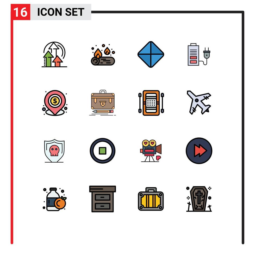 16 Universal- eben Farbe gefüllt Linie Zeichen Symbole von lokal verleihen Tablette Bankwesen Leistung editierbar kreativ Vektor Design Elemente