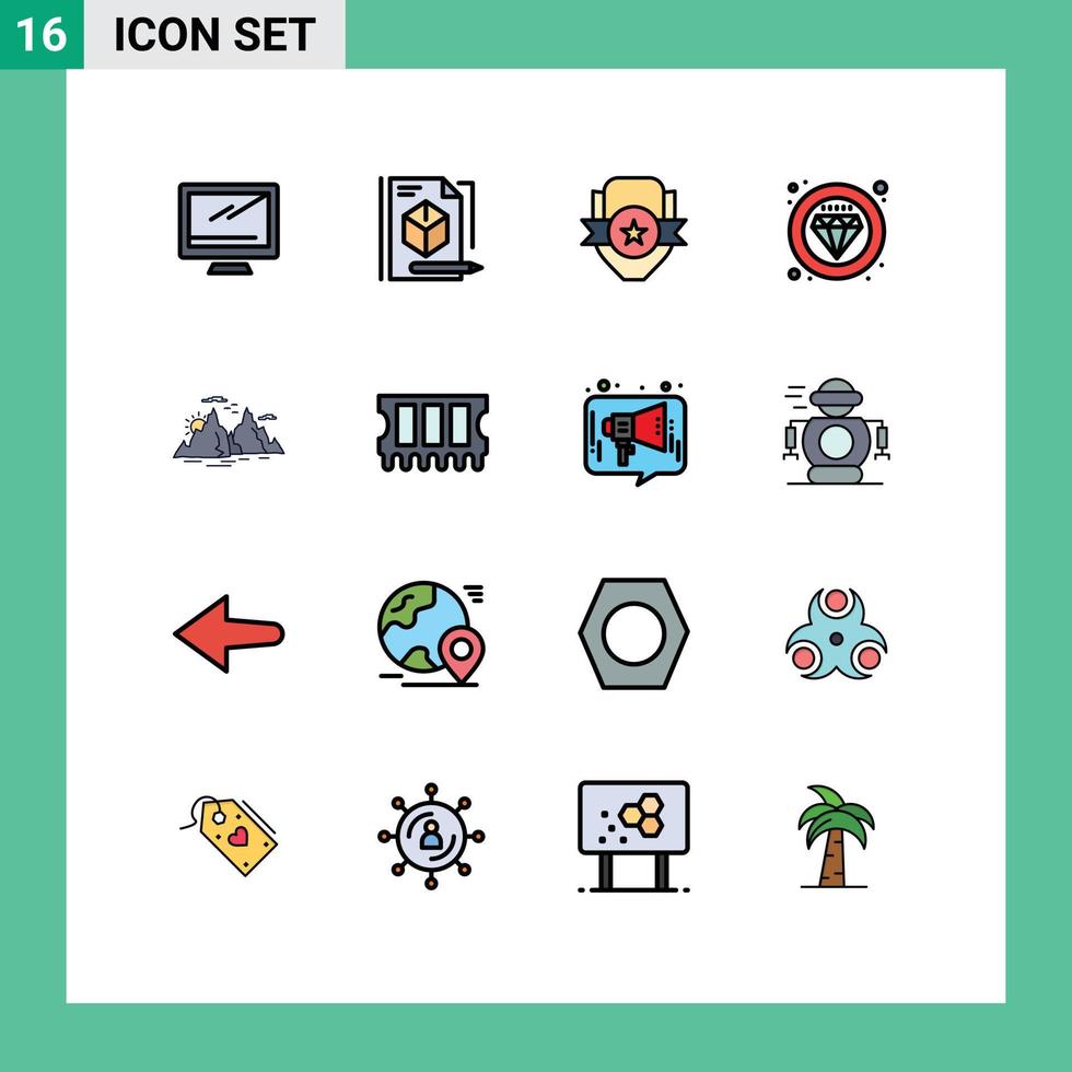 packa av 16 kreativ platt Färg fylld rader av service premie teknologi märka skydda redigerbar kreativ vektor design element