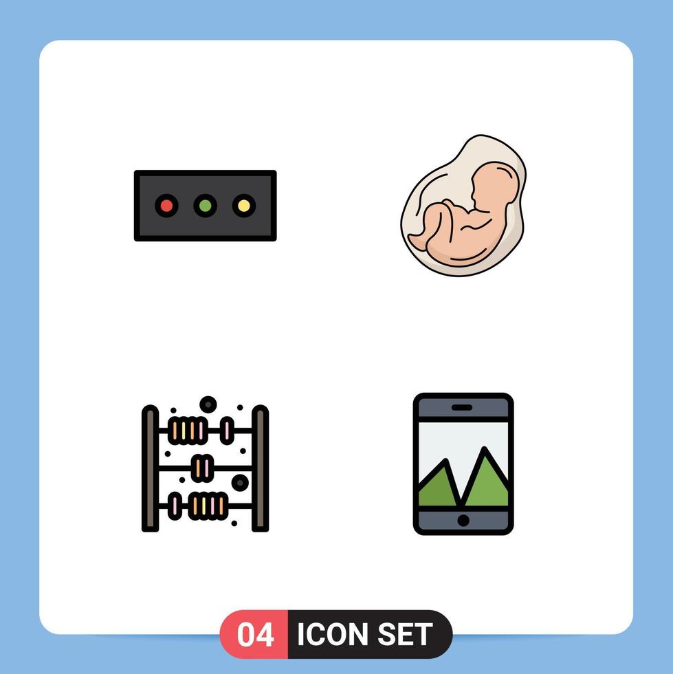 grupp av 4 fylld linje platt färger tecken och symboler för Lösenord räkna graviditet foster Graf redigerbar vektor design element