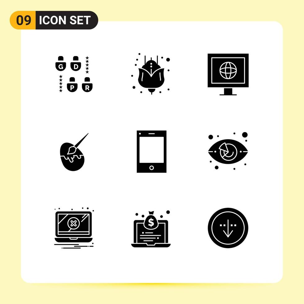 uppsättning av 9 modern ui ikoner symboler tecken för Diagram telefon TV ipad målning redigerbar vektor design element