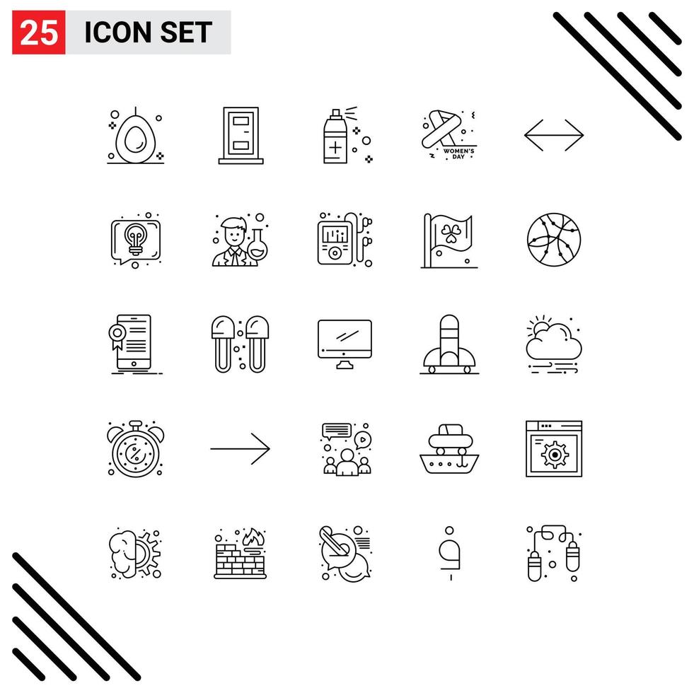 Linie Pack von 25 Universal- Symbole von Konversation Bewegung sprühen links Tag editierbar Vektor Design Elemente