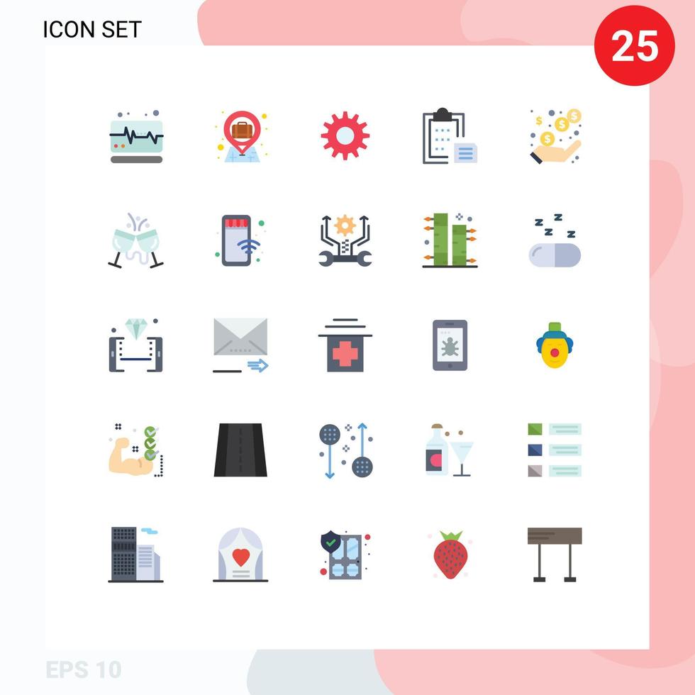 uppsättning av 25 modern ui ikoner symboler tecken för inkomst inkomst redskap klistra gränssnitt redigerbar vektor design element