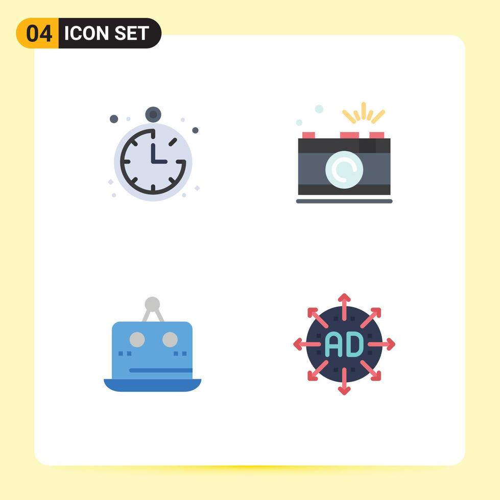 packa av 4 modern platt ikoner tecken och symboler för webb skriva ut media sådan som kompass digital kamera bild mått redigerbar vektor design element