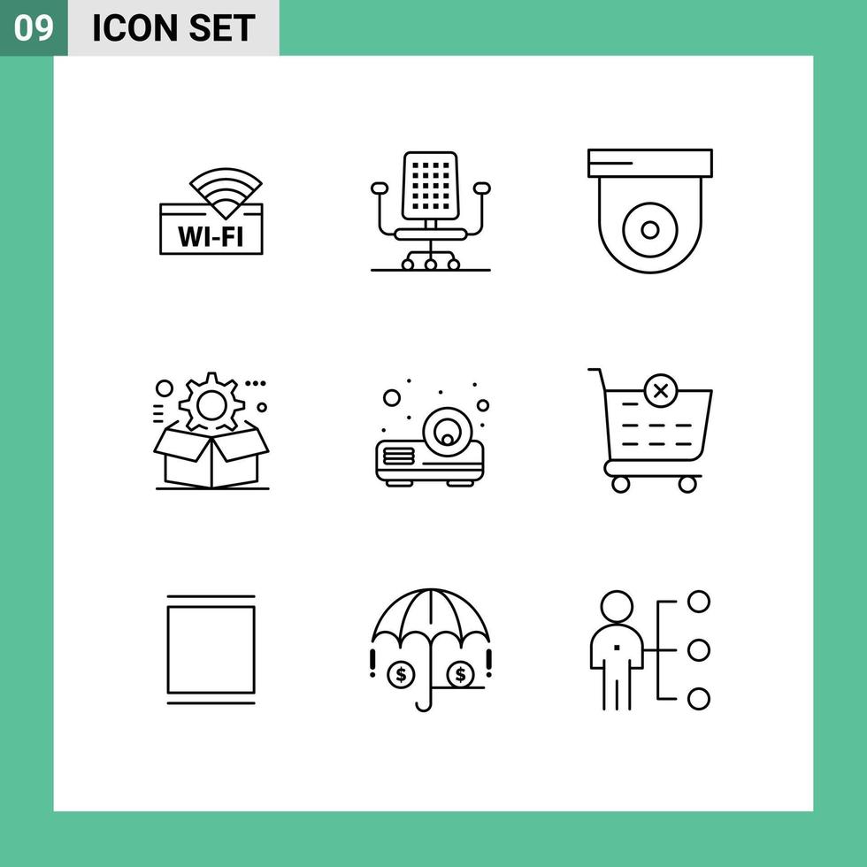 9 kreativ ikoner modern tecken och symboler av projektor beamer kupol konfiguration redskap redigerbar vektor design element