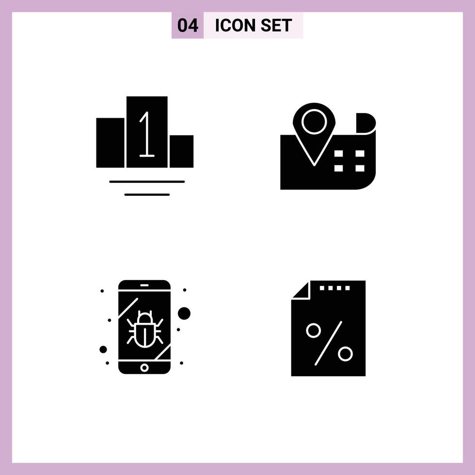 einstellen von 4 modern ui Symbole Symbole Zeichen zum Podium dokumentieren Navigation Handy, Mobiltelefon Zahlung editierbar Vektor Design Elemente