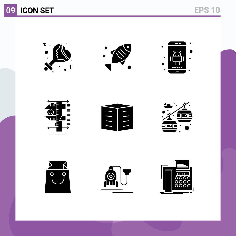 9 kreativ ikoner modern tecken och symboler av lägenheter fysik android skjutmått mäta redigerbar vektor design element