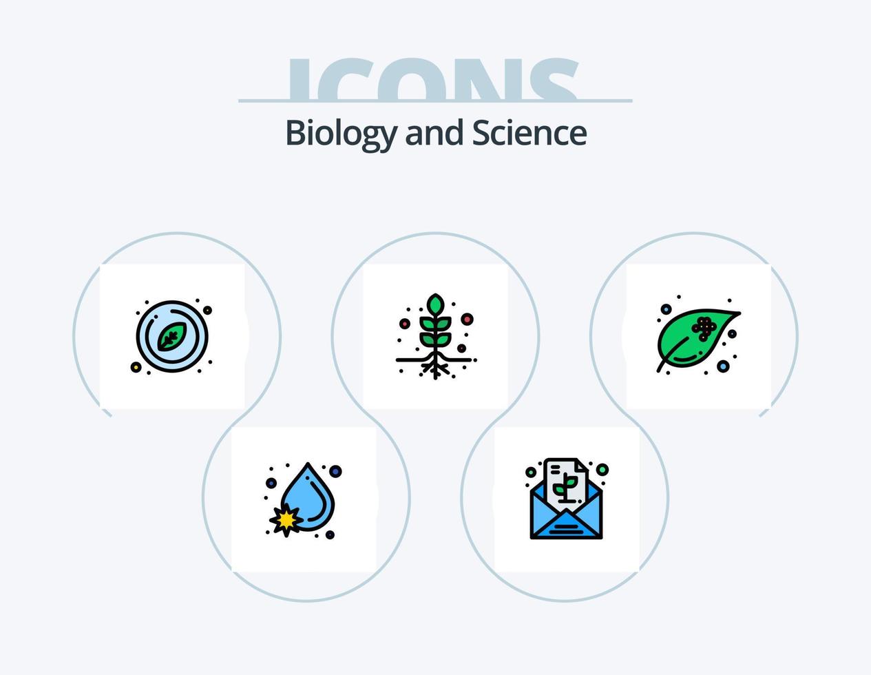 biologi linje fylld ikon packa 5 ikon design. ägg. tulpan. organisk. närvarande. växt vektor