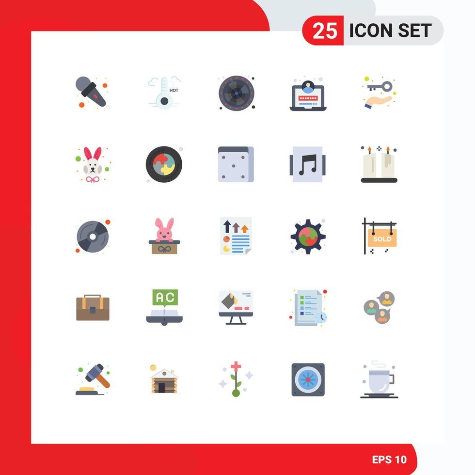 25 tematiska vektor platt färger och redigerbar symboler av nyckel till Framgång företag tur- logga in utveckling redigerbar vektor design element