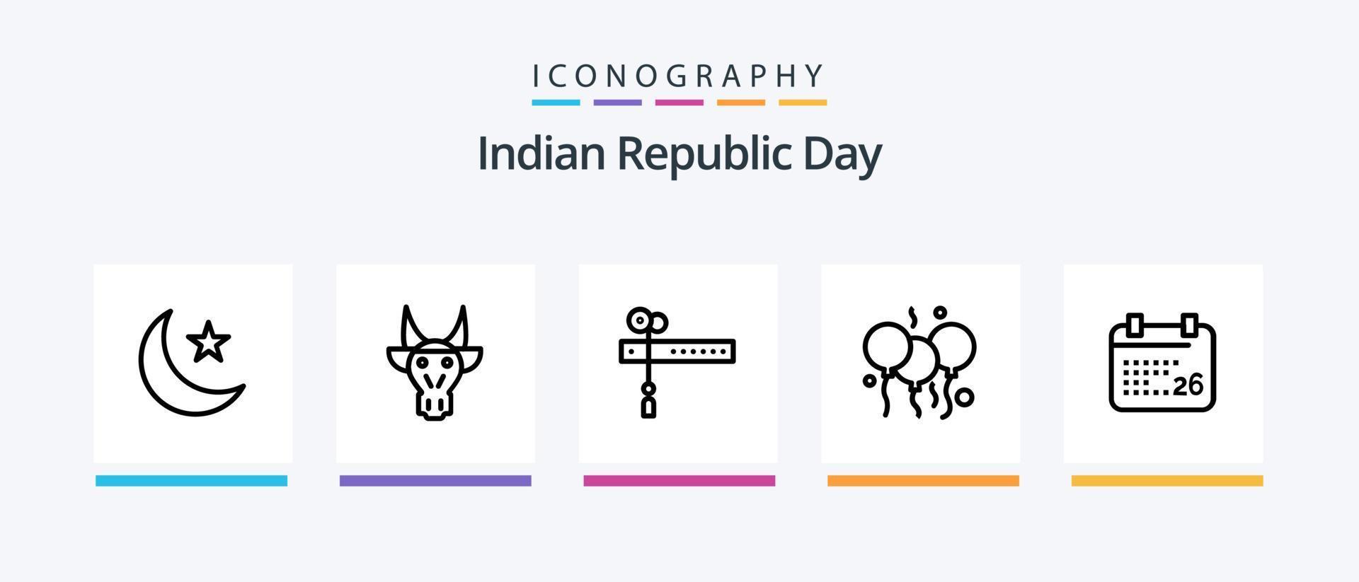 indisk republik dag linje 5 ikon packa Inklusive global. natt. diwali. stjärna. måne. kreativ ikoner design vektor