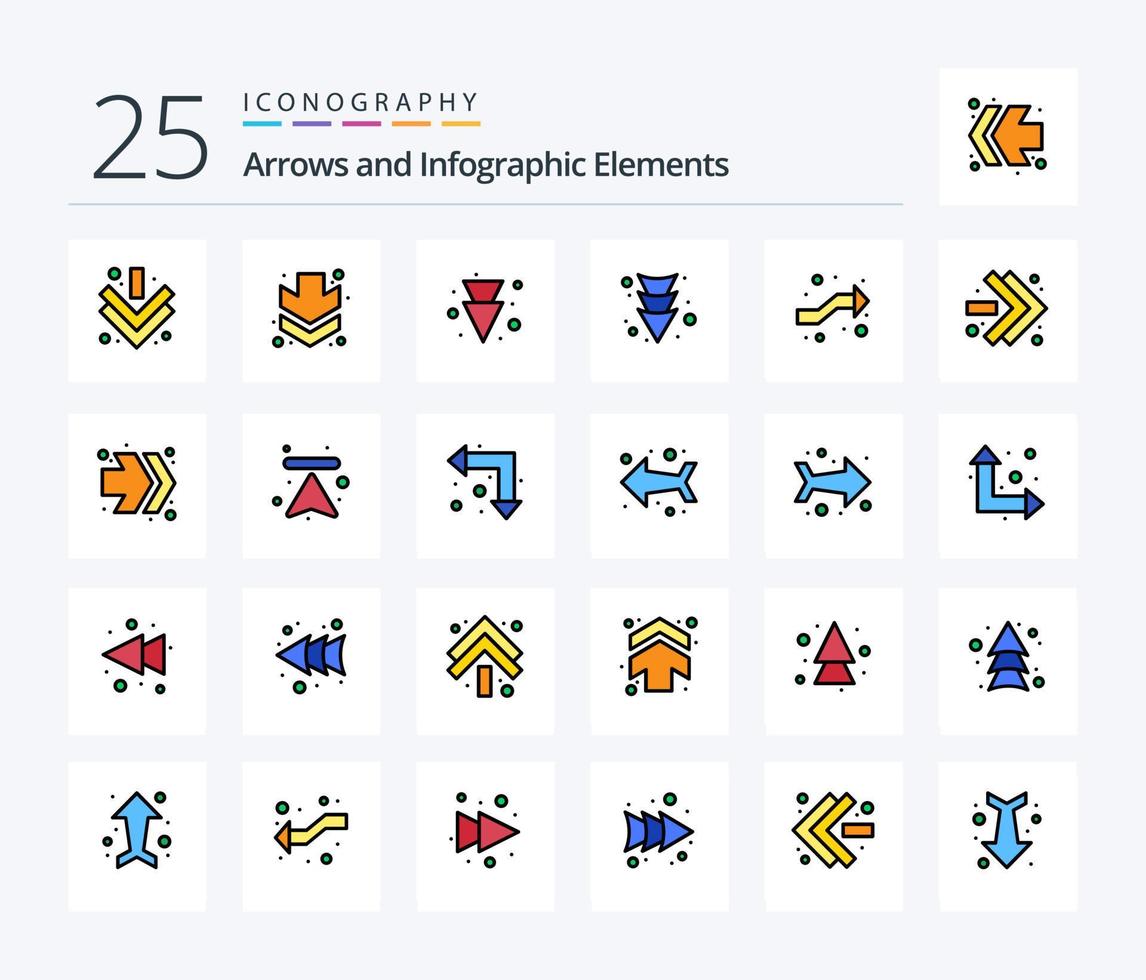 Pfeil 25 Linie gefüllt Symbol Pack einschließlich runter. Pfeile. schnell nach vorne. Pfeil. oben vektor
