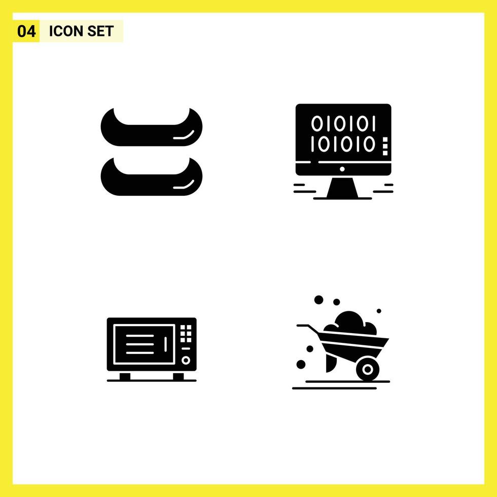 fast glyf packa av 4 universell symboler av båt ugn utveckling elektrisk bruka redigerbar vektor design element