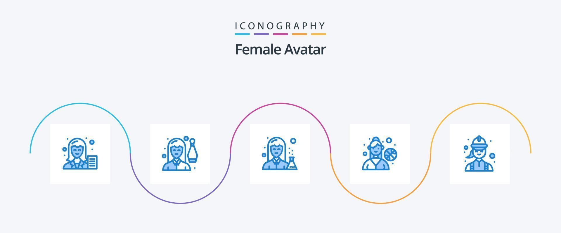 kvinna avatar blå 5 ikon packa Inklusive utomhus- spel. basketboll sid. fritid. kvinna. medicin vektor