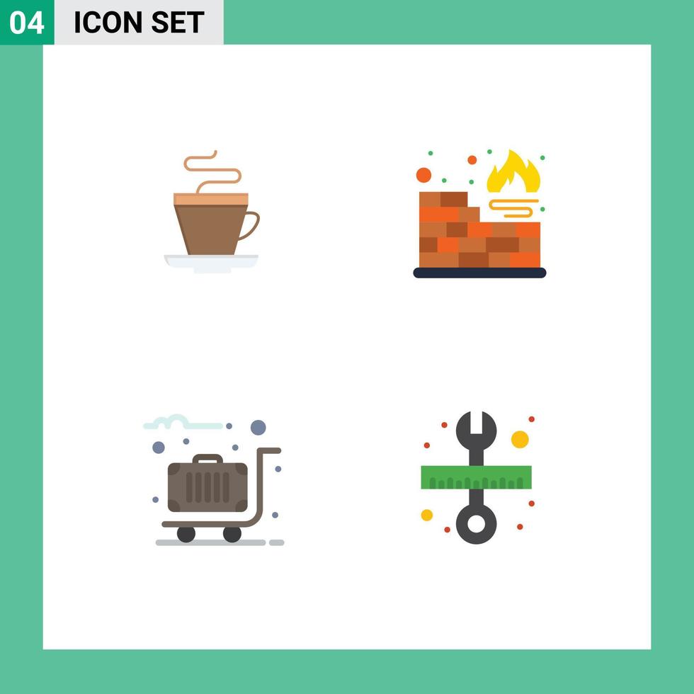 4 tematiska vektor platt ikoner och redigerbar symboler av te resa indisk skydd reparera redigerbar vektor design element