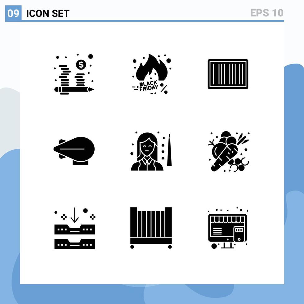9 tematiska vektor fast glyfer och redigerbar symboler av slå samman biljard trender zeppelin handla redigerbar vektor design element