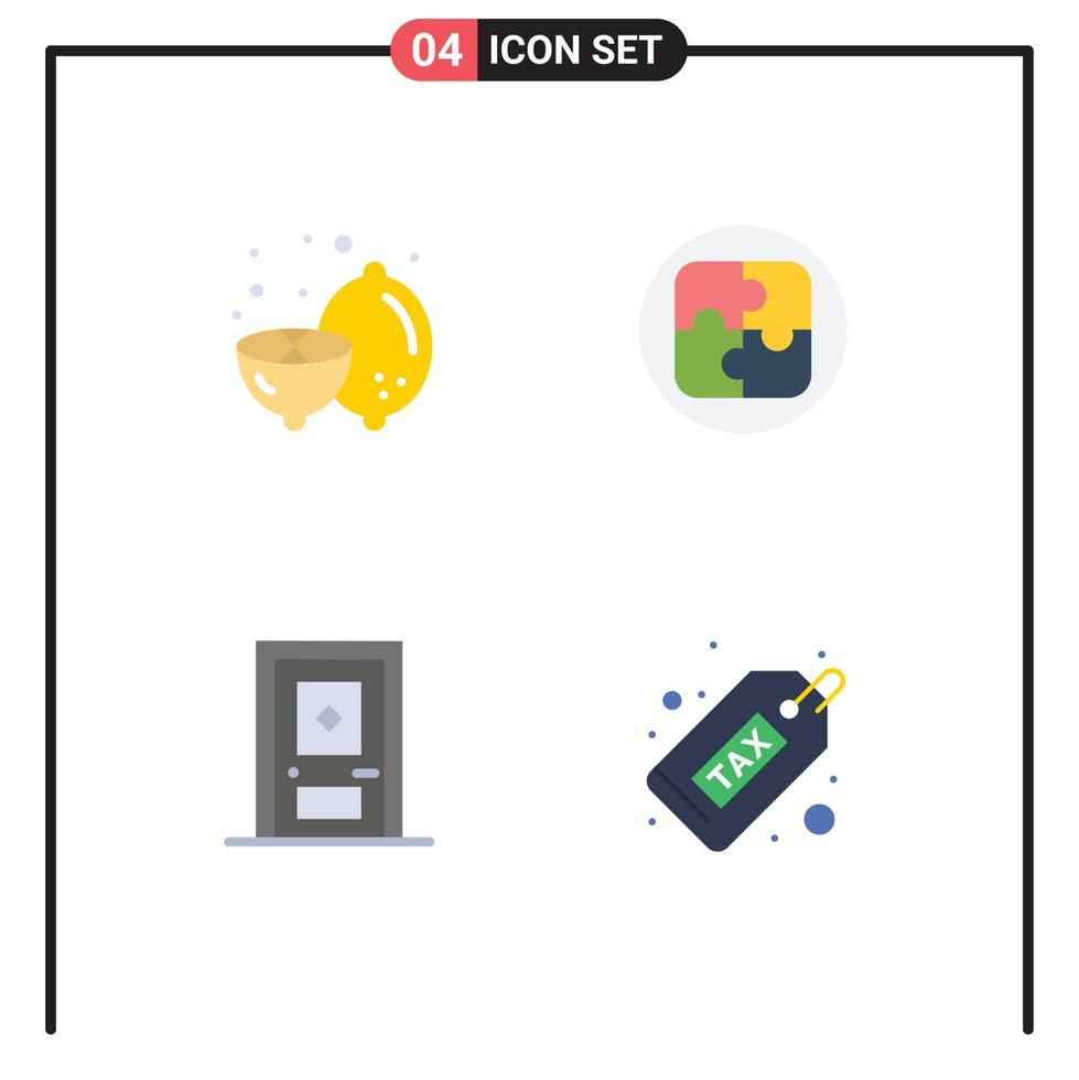 grupp av 4 modern platt ikoner uppsättning för citron- bygga frukt planera dörr redigerbar vektor design element