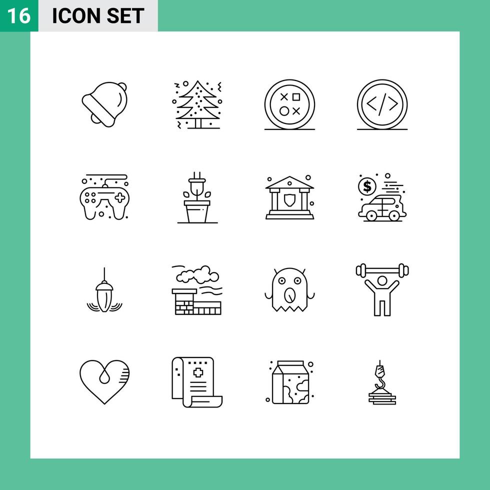 16 kreativ ikoner modern tecken och symboler av spel kontrollant programmering design utveckling koda redigerbar vektor design element