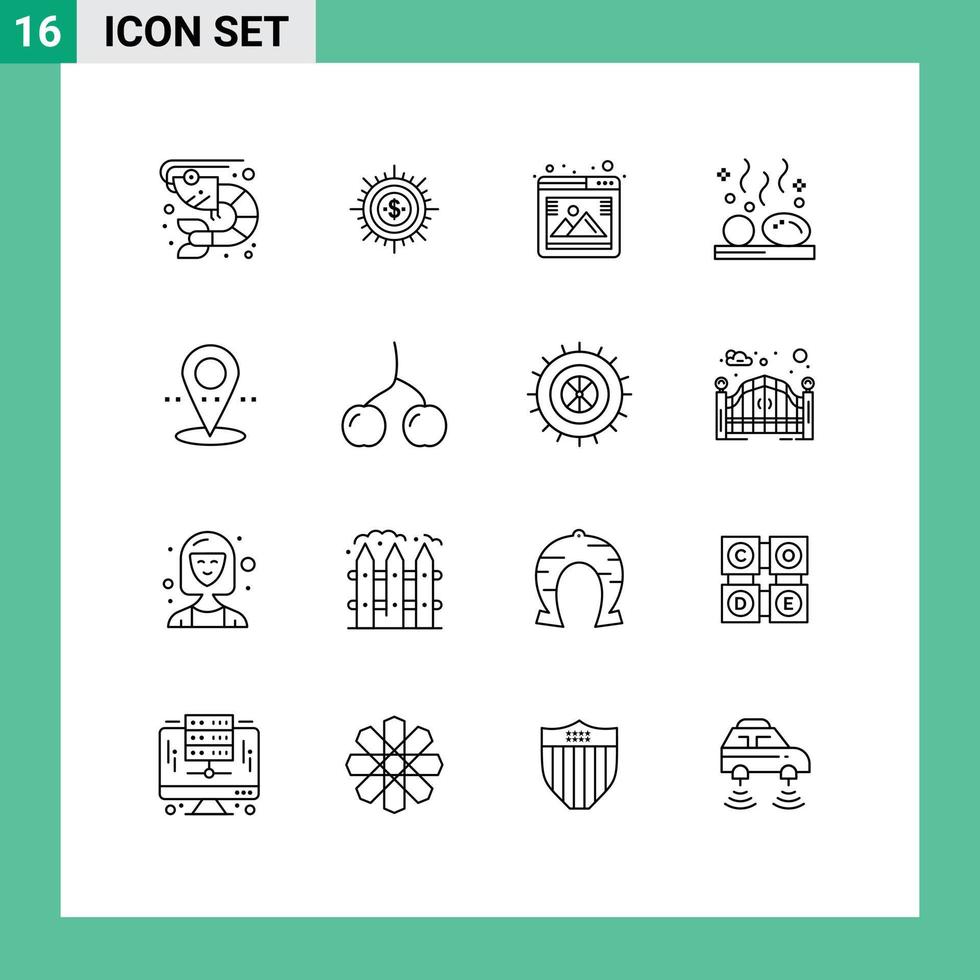 grupp av 16 konturer tecken och symboler för litoterapi skönhet strömma browser Foto redigerbar vektor design element