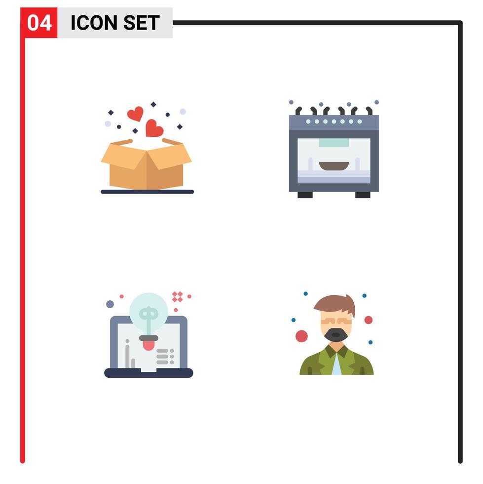 4 universell platt ikoner uppsättning för webb och mobil tillämpningar gåva dator muslim mikrovågsugn aning redigerbar vektor design element