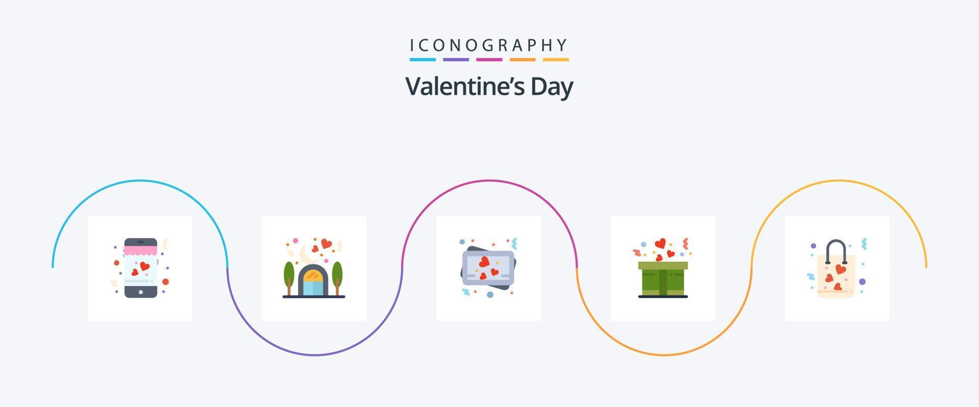 valentines dag platt 5 ikon packa Inklusive . kärlek. minne. gåva. närvarande vektor