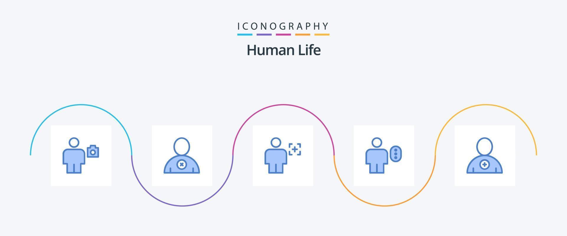 Mensch Blau 5 Symbol Pack einschließlich Passwort. Körper. Benutzerbild. Benutzerbild. Anerkennung vektor