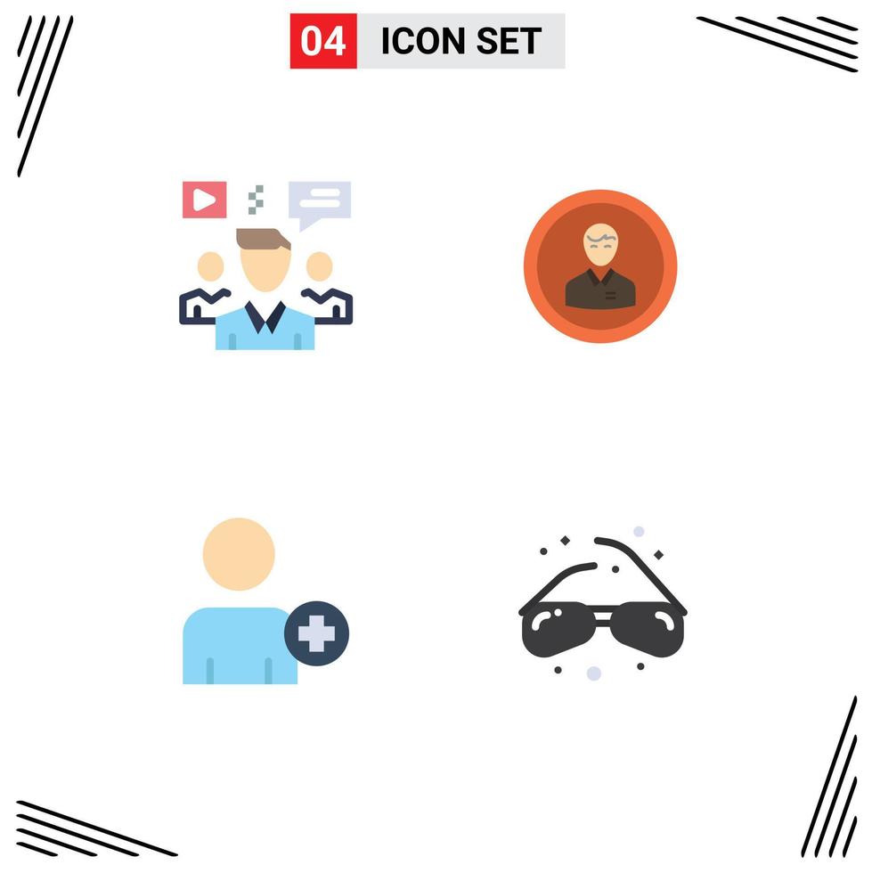 Gruppe von 4 eben Symbole Zeichen und Symbole zum Benutzer Person Video Geschäft Benutzer editierbar Vektor Design Elemente