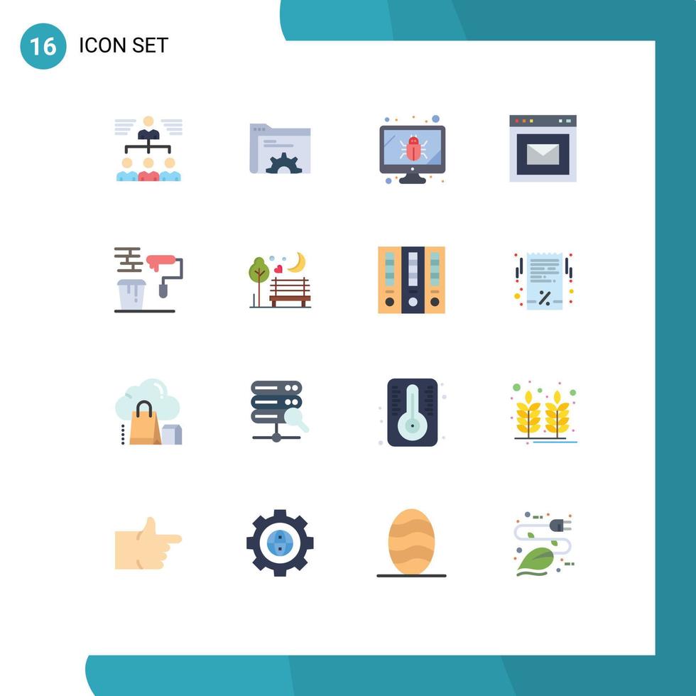 16 Universal- eben Farbe Zeichen Symbole von Bürste Website Server Botschaft Sicherheit editierbar Pack von kreativ Vektor Design Elemente