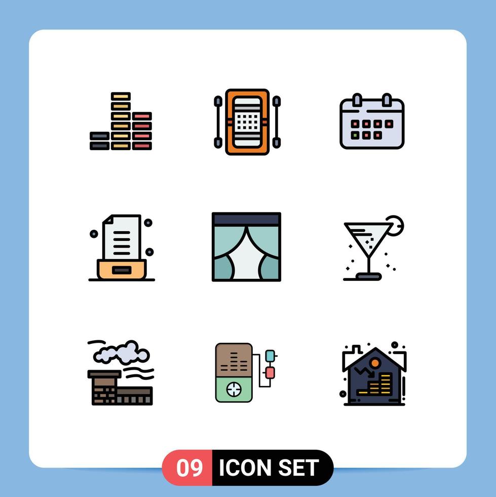 9 kreativ Symbole modern Zeichen und Symbole von Vorhang Hinweis Kalender Brief Ferien editierbar Vektor Design Elemente
