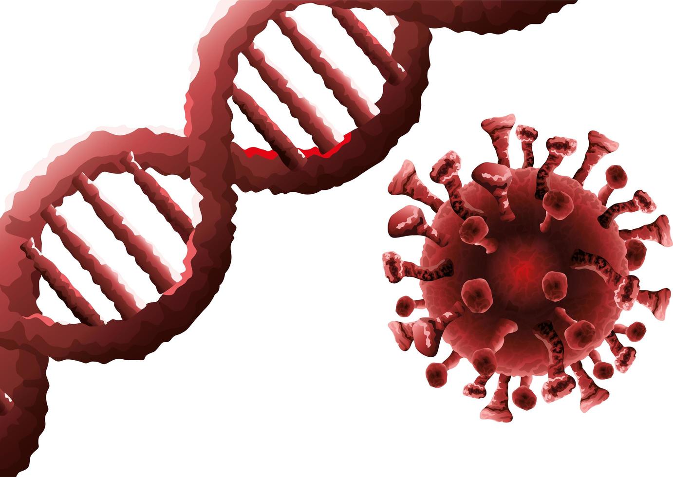 Corona-Virus-Partikel und DNA-Moleküle Hintergrund vektor