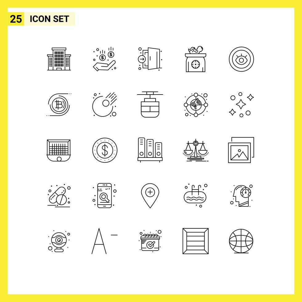uppsättning av 25 modern ui ikoner symboler tecken för service unge er skalor bebis redigerbar vektor design element