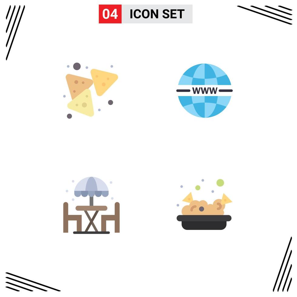 4 Benutzer Schnittstelle eben Symbol Pack von modern Zeichen und Symbole von Chips Leben Snack System Tabelle editierbar Vektor Design Elemente