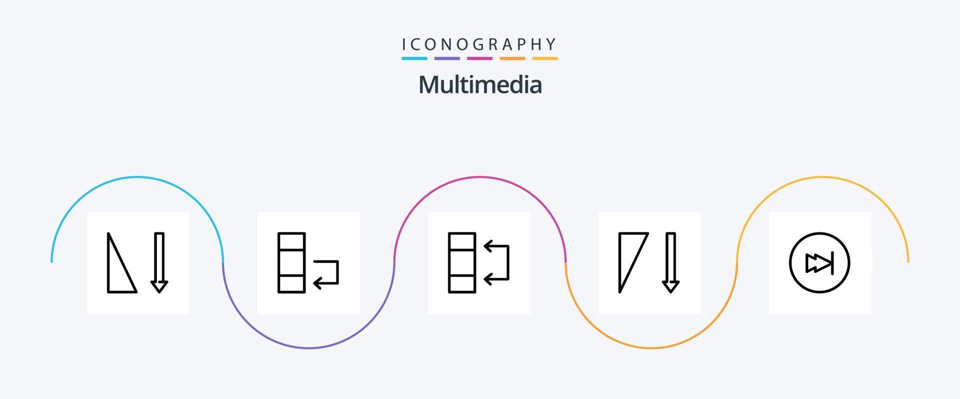 Multimedia Linie 5 Symbol Pack einschließlich . Multimedia. Tisch. nach vorne. Pfeil vektor