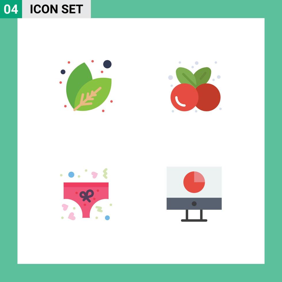 einstellen von 4 kommerziell eben Symbole Pack zum Blatt Liebe Kirschen gesund Essen Unterwäsche editierbar Vektor Design Elemente
