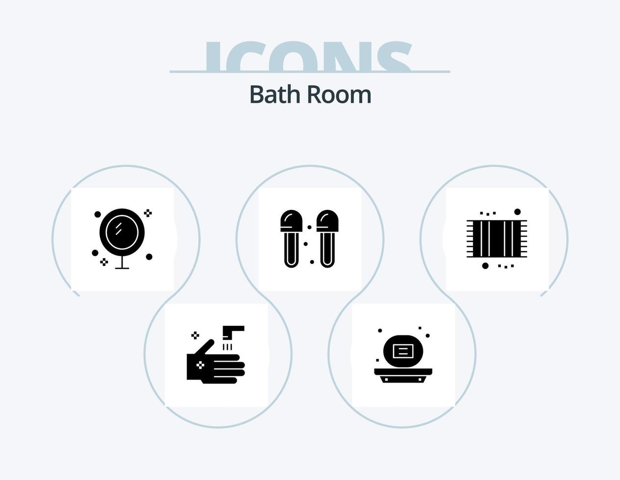 bad rum glyf ikon packa 5 ikon design. tofflor. rengöring. bad. badrum. dusch vektor