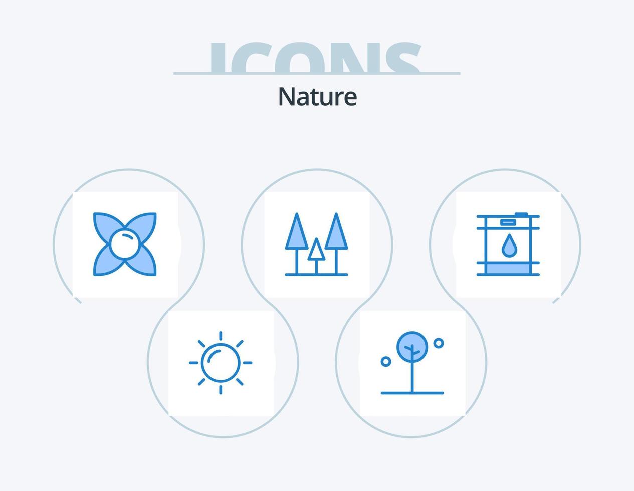 natur blå ikon packa 5 ikon design. . bensin. blomma. tunna. natur vektor
