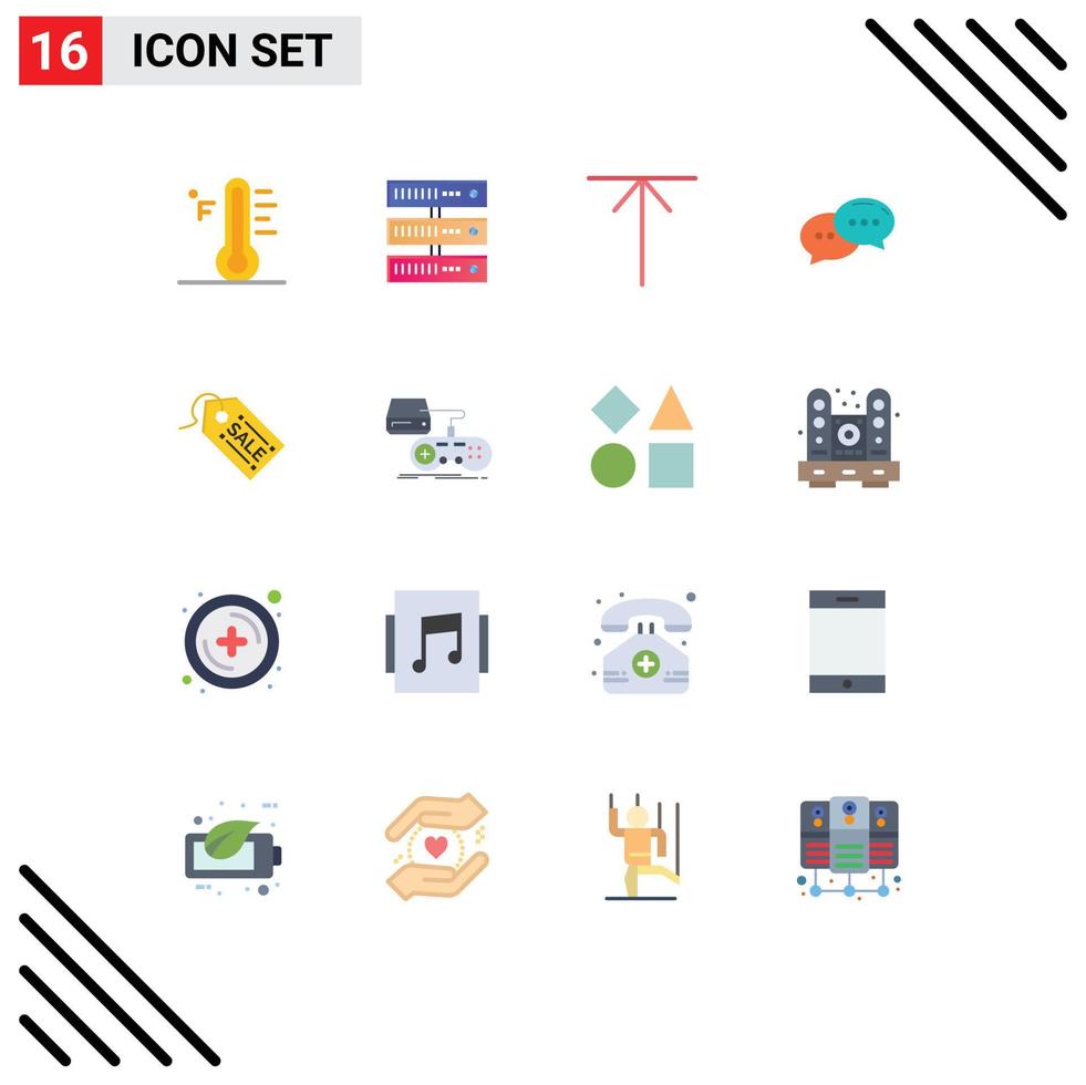 16 Universal- eben Farbe Zeichen Symbole von Einkaufen Dialog Netzwerk Konversation Plaudern editierbar Pack von kreativ Vektor Design Elemente