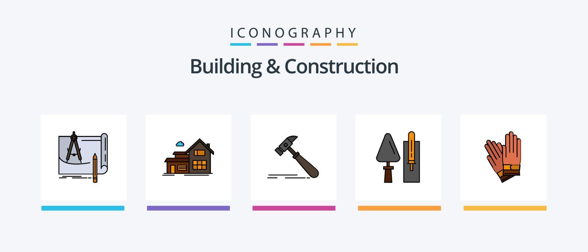 Gebäude und Konstruktion Linie gefüllt 5 Symbol Pack einschließlich Konstruktion. Leiter. Aktion. legal. Hammer. kreativ Symbole Design vektor