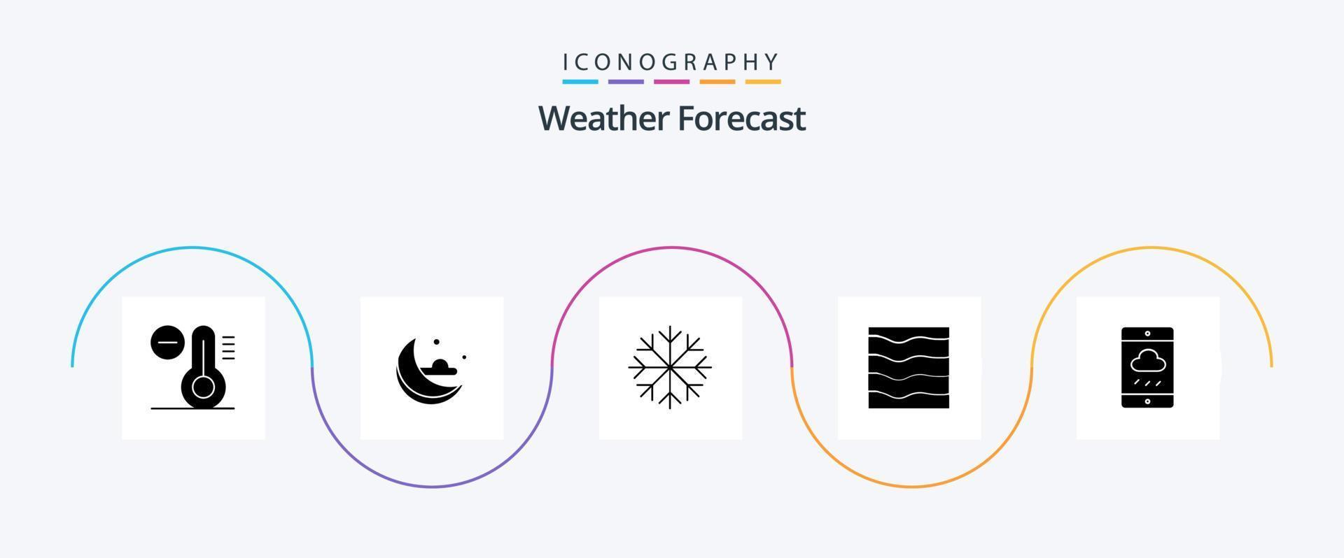 Wetter Glyphe 5 Symbol Pack einschließlich Regen. Wolke. Schneeflocken. Smartphone. Wasser vektor