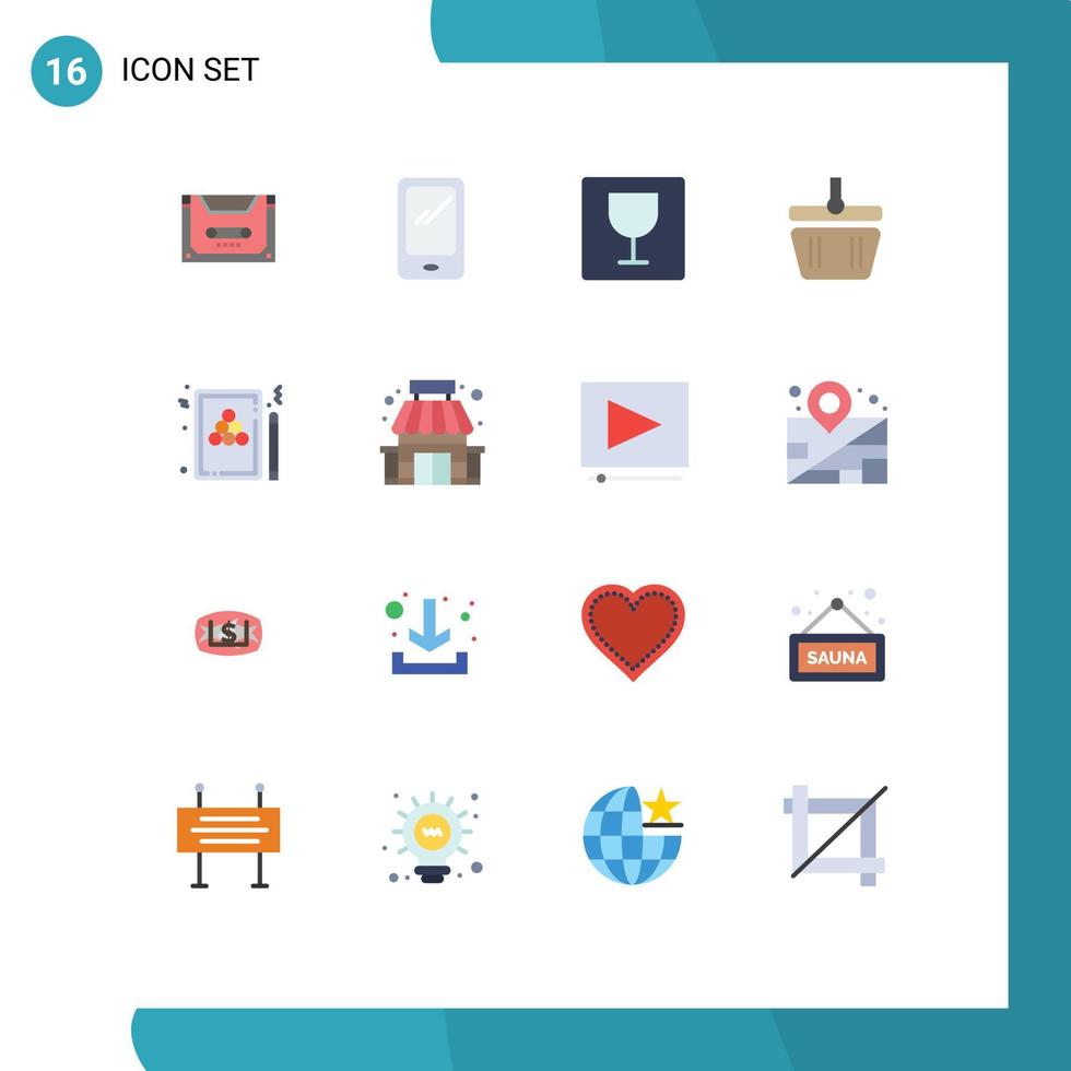 uppsättning av 16 modern ui ikoner symboler tecken för snooker formning android vagn Foto redigerbar packa av kreativ vektor design element