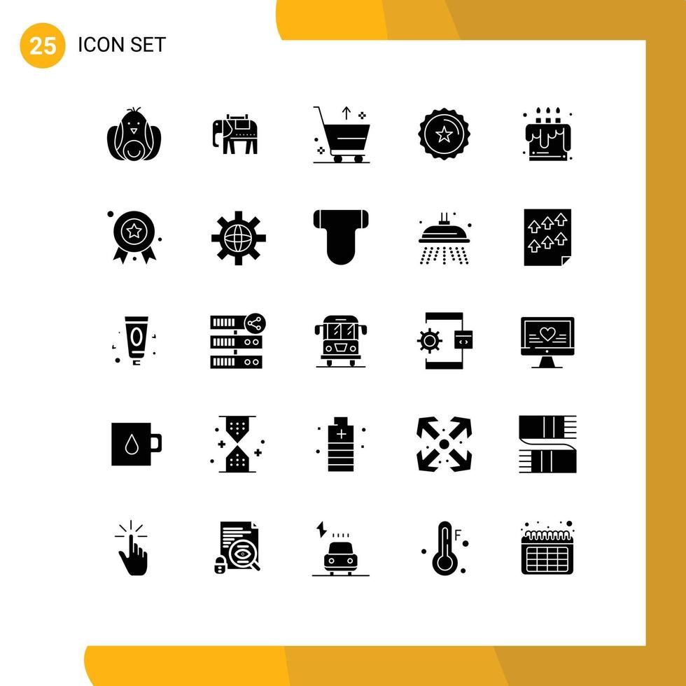 uppsättning av 25 vektor fast glyfer på rutnät för mat kaka handel affär rabatt redigerbar vektor design element